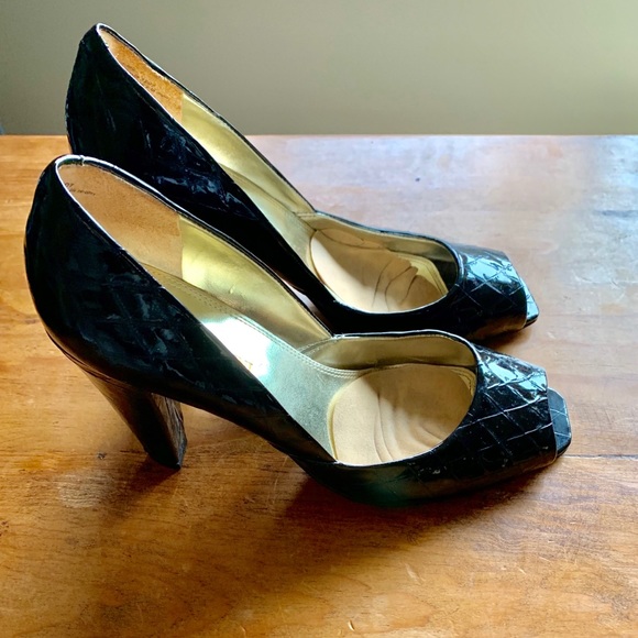 ENZO ANGIOLINI Aegemma Black Peep Toe Pumps